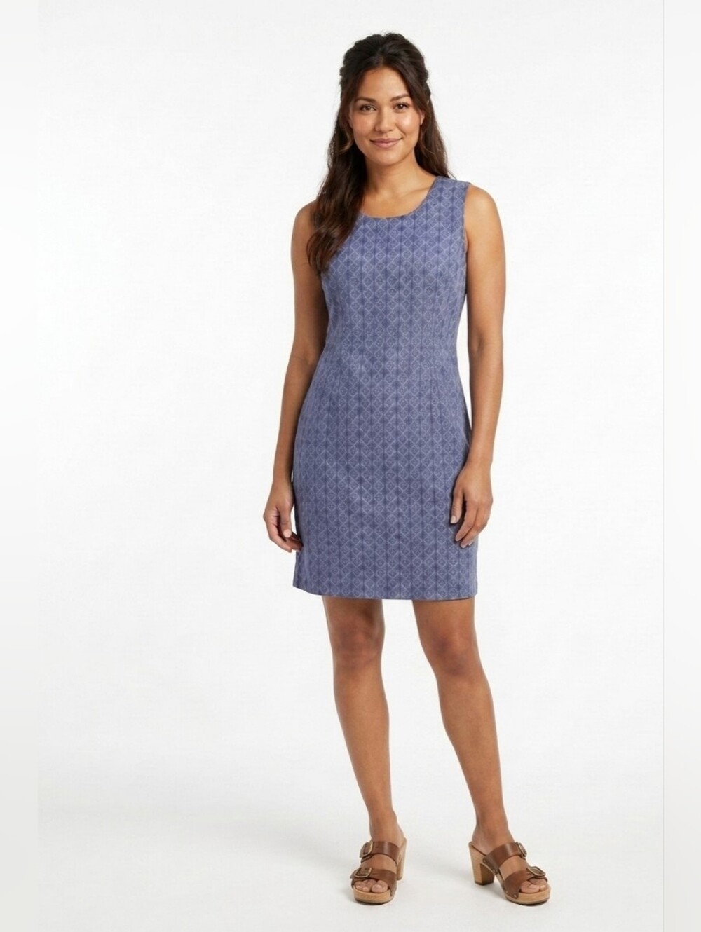 L.L. Bean 100% Cotton Blue Geometric Sundress